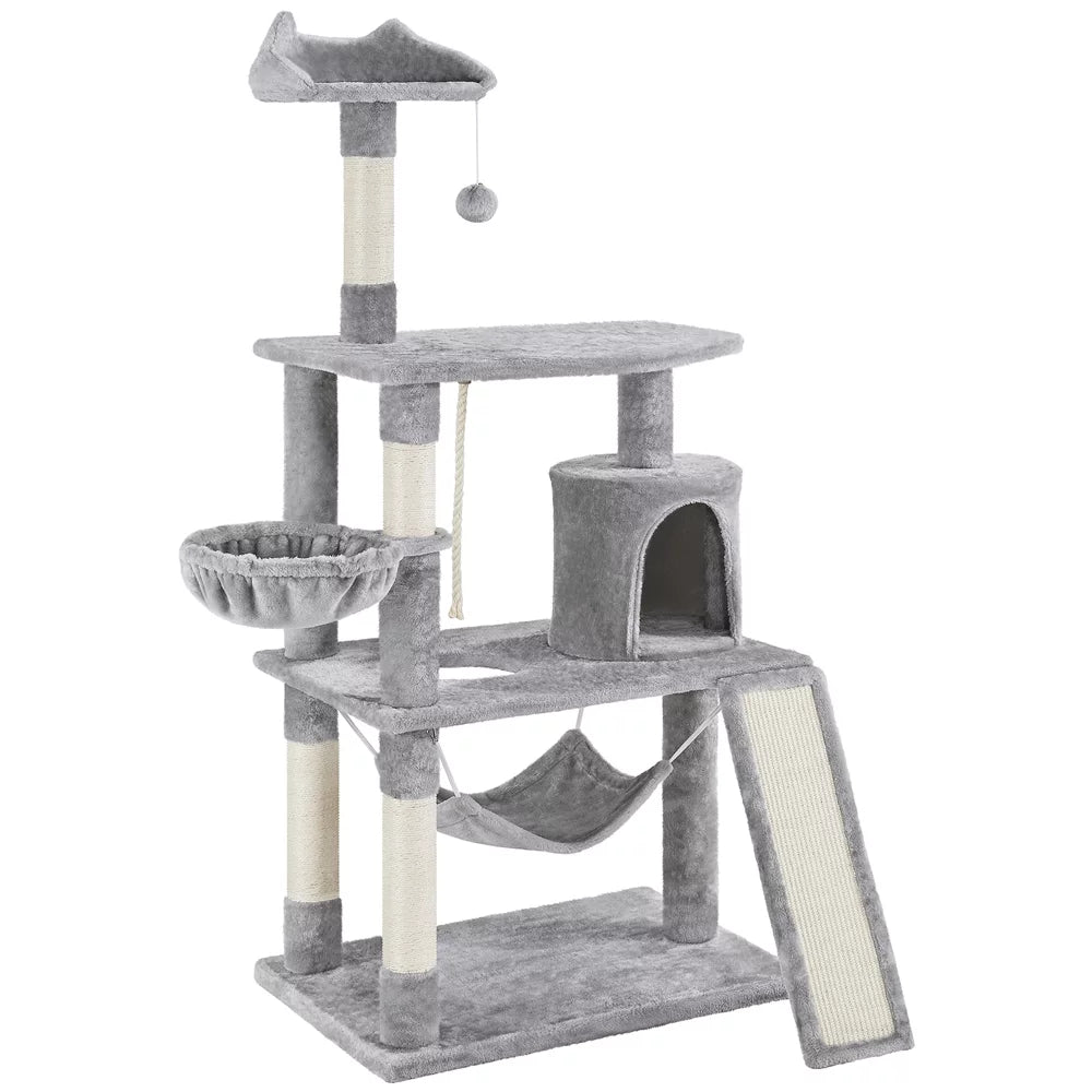 Light Gray Multi Level Cat Tree with Scratching Post J8391