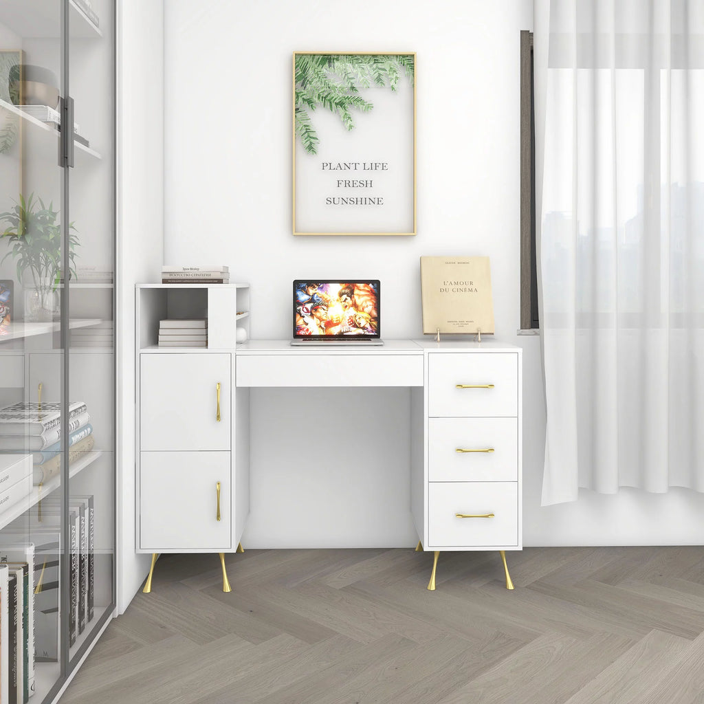 White 4 Drawer Vanity Desk I16243