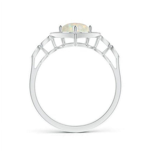 14K White Gold Vintage Halo Ring E560