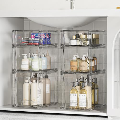 3 Pack Clear Stackable Plastic Storage Drawers Y21901
