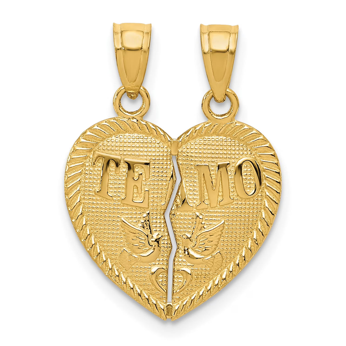 14K Yellow Gold Diamond-Cut Heart Pendant Charm R855520