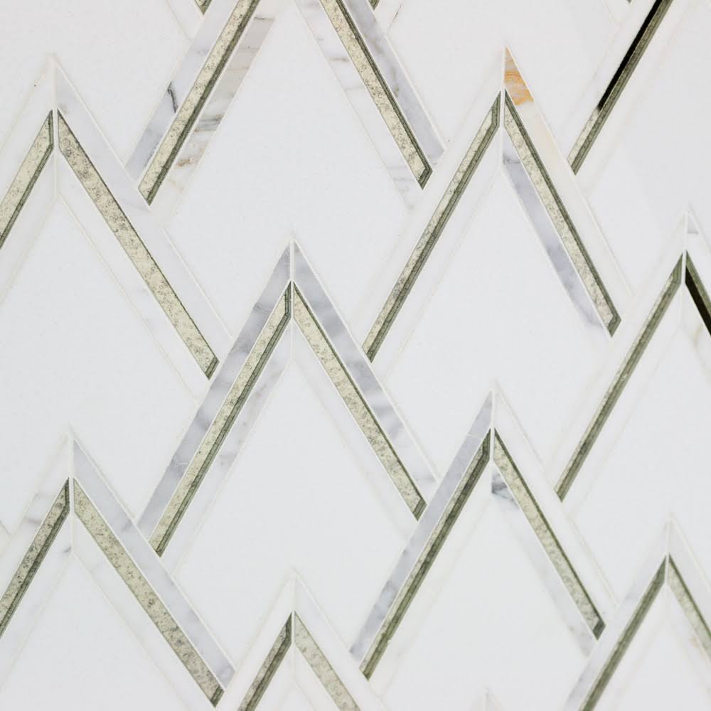Antique/Silver Chevron Mosaic Tile N49524