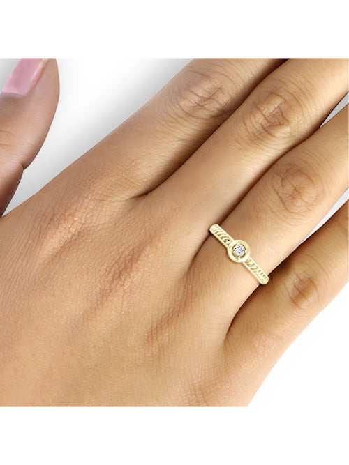 14K Gold-Plated Silver Diamond Ring F4785