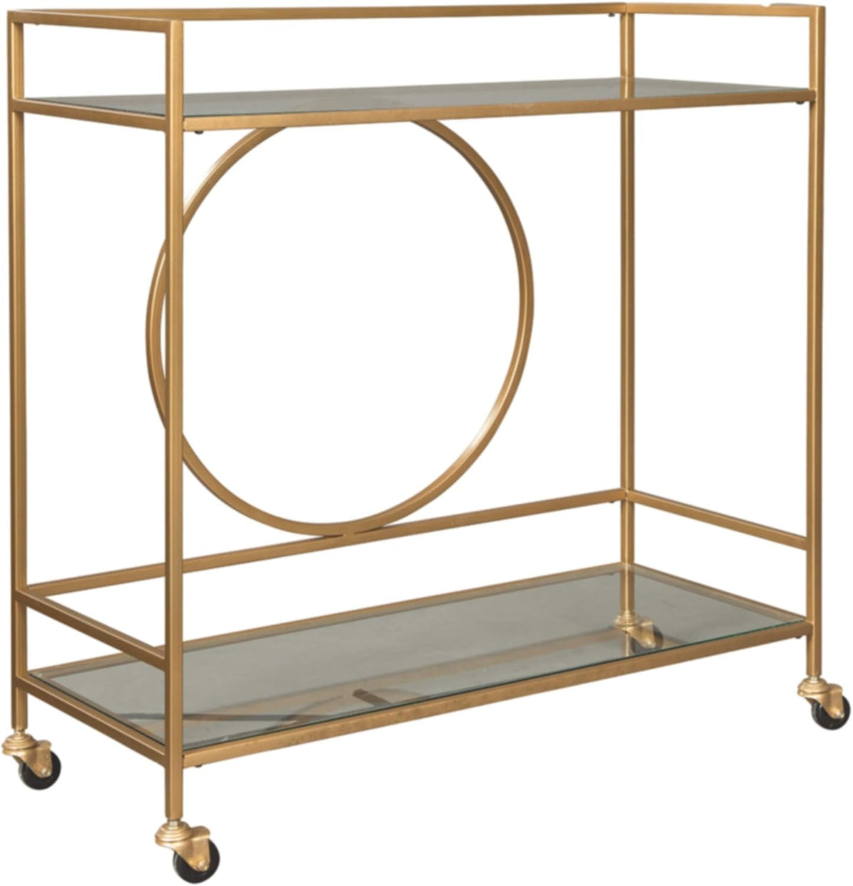 Gold Metal Bar Cart with Caster Wheels V64300