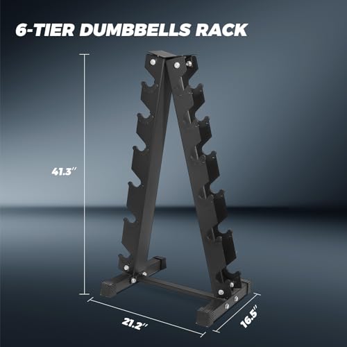 Rubber Hex Dumbbells Set with Optional Dumbbell Rack E220