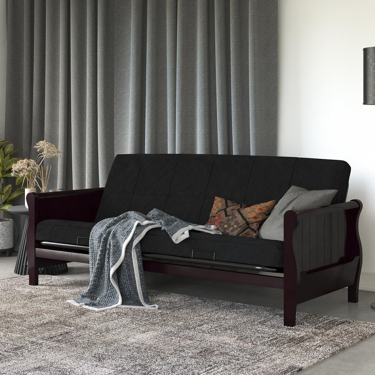 Black Full Size Quilted Microfiber Futon Mattress L266335