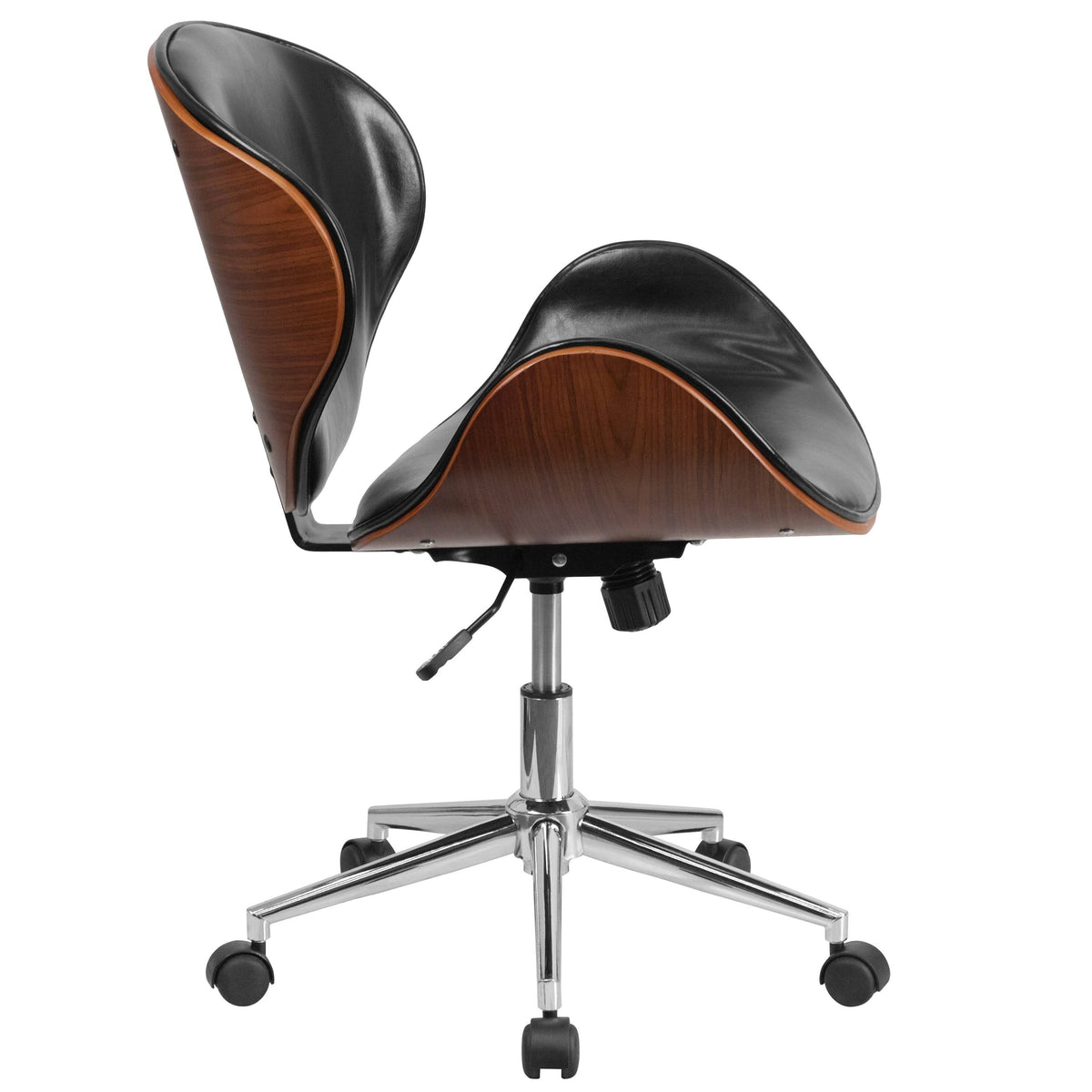Black Leather Mid-Back Office Chair Q4242