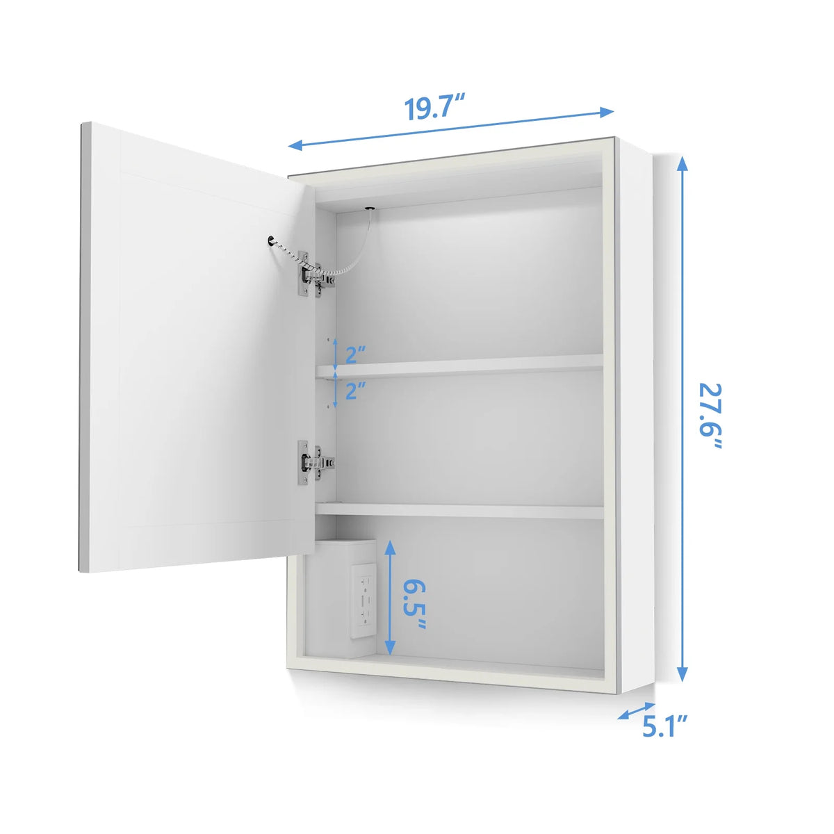28 x 20 Inch Led Medicine Cabinet with Defog Storage Shelves U522457