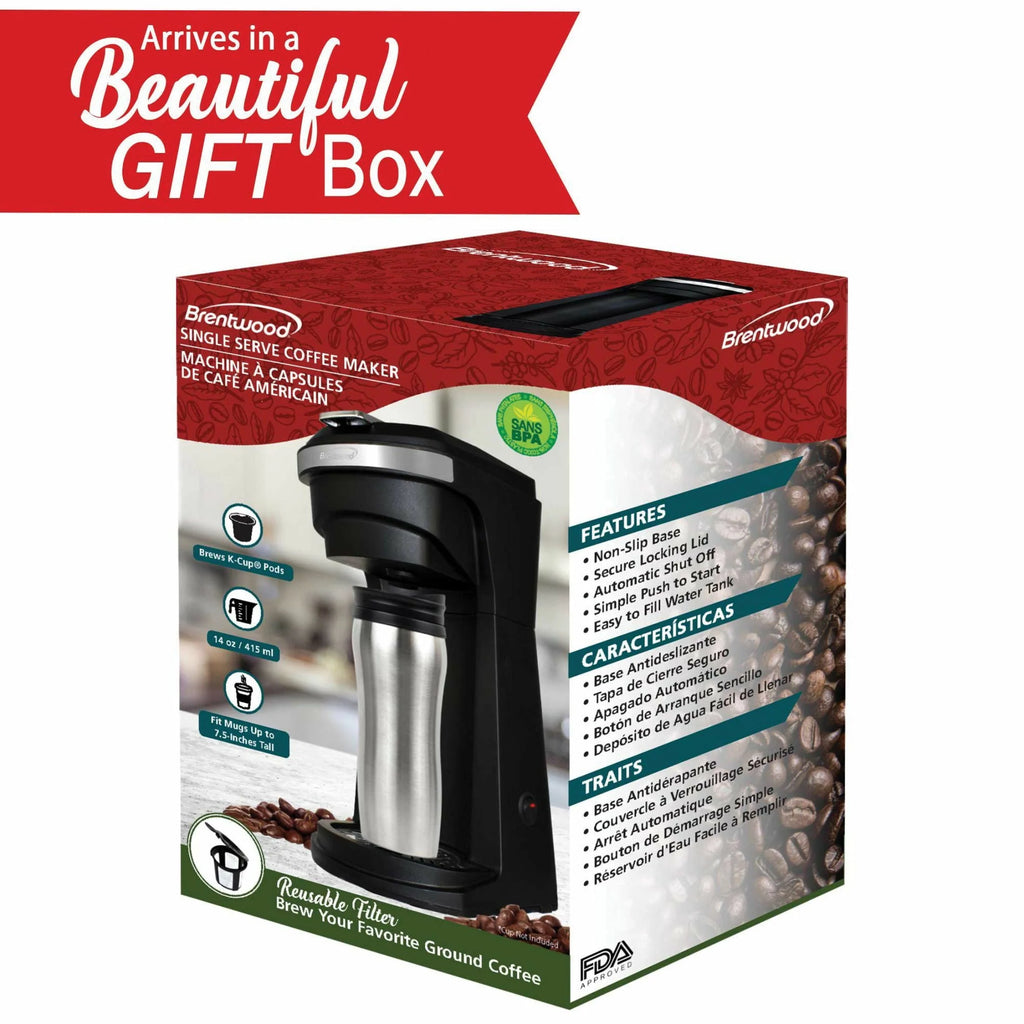 Black Single Serve Coffee Maker with Reusable Filter Basket I993