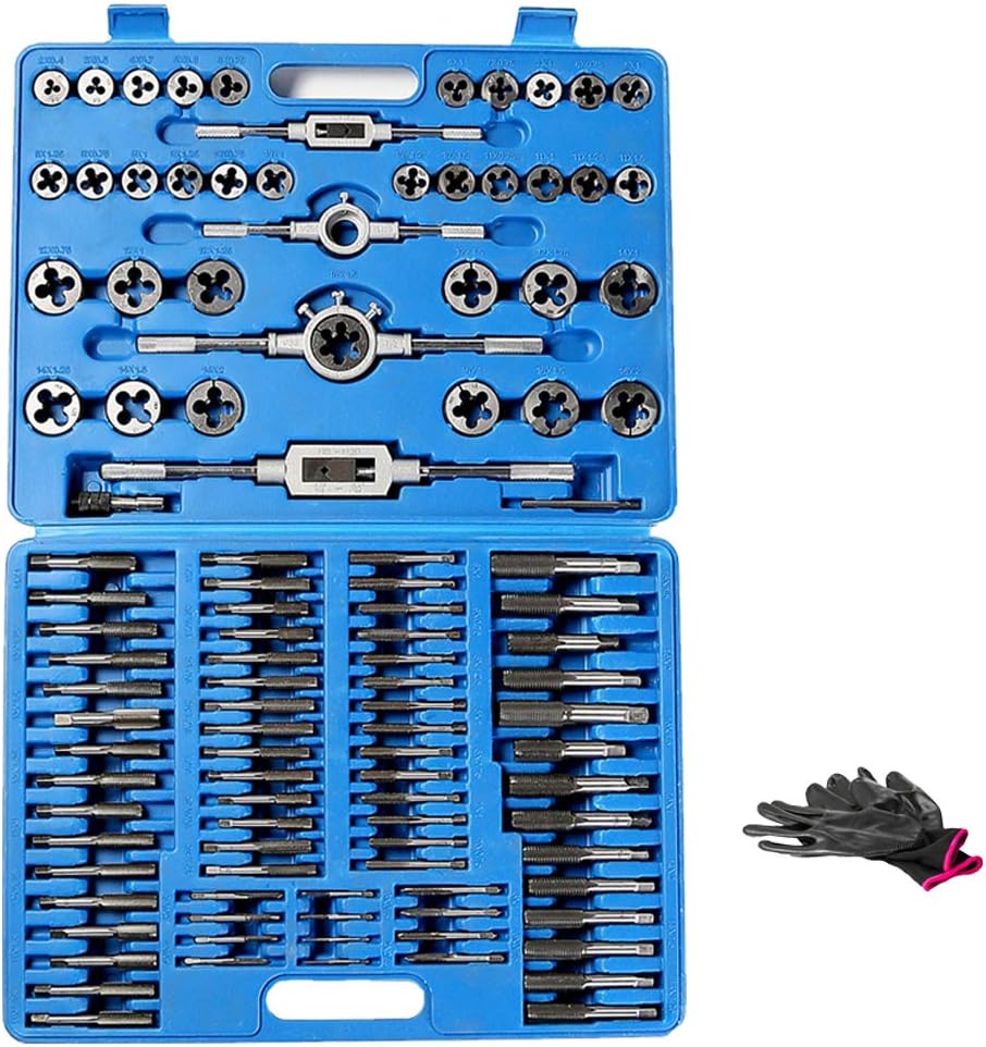 110 Piece Combination Tap and Die Set Alloy Steel Metric Tools with Carrying Case V16254