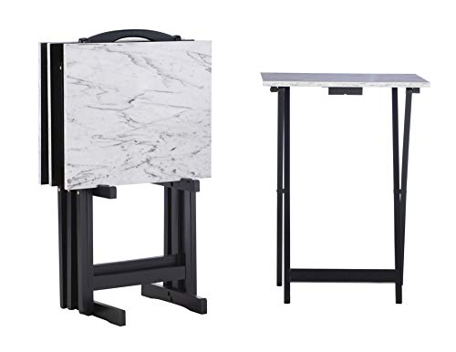Brown Faux Marble Tray Table Set I704