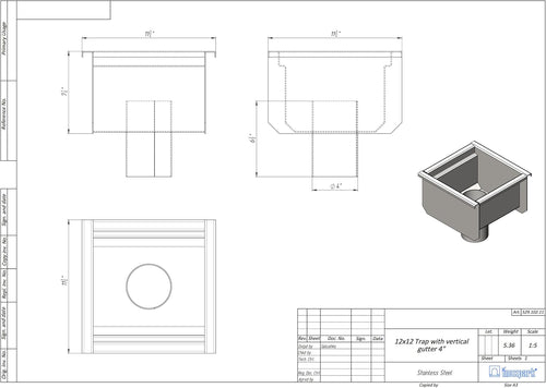 12x12 Stainless Steel Floor Drain with Anti Slip Grate J712