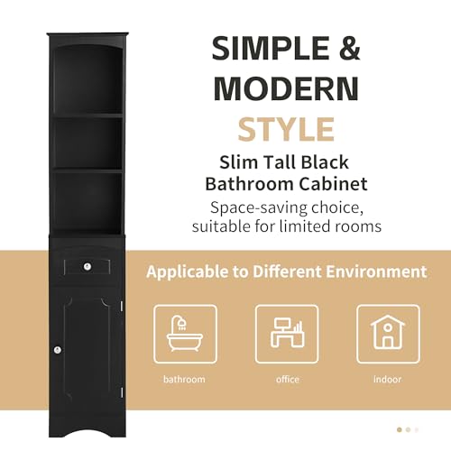 Grey Tall Bathroom Cabinet with Door and Adjustable Shelf I7457