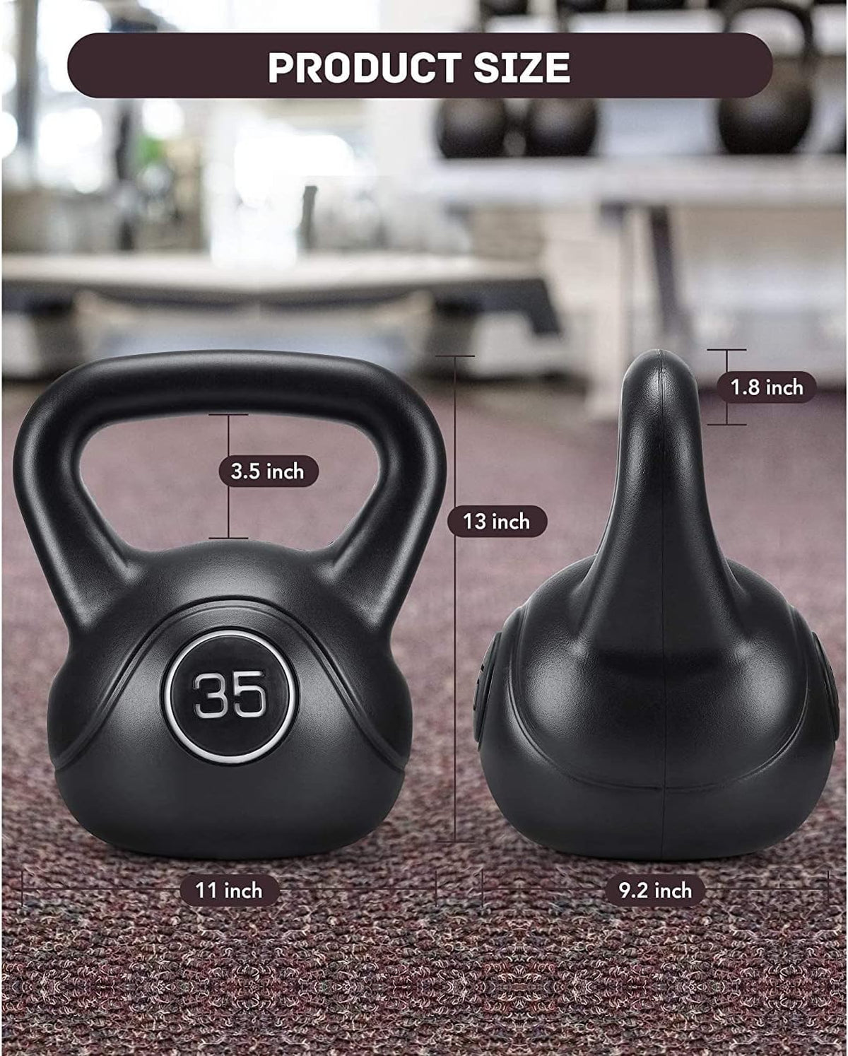 35lb Strength Training Kettlebell with HDPE Handle Workout Equipment Pack of 2 H6083
