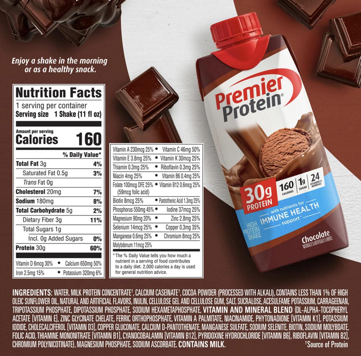 Strawberry Cream, Chocolate, and Vanilla Variety 11 Fl oz 12pk Protein Shake C4760