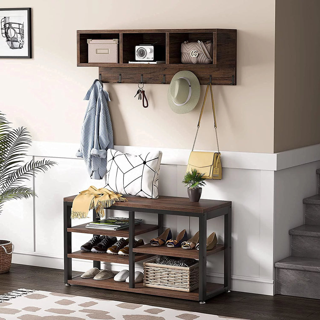 Hall Tree with Bench, 3 Storage Cubbies, 7 Hooks Y775