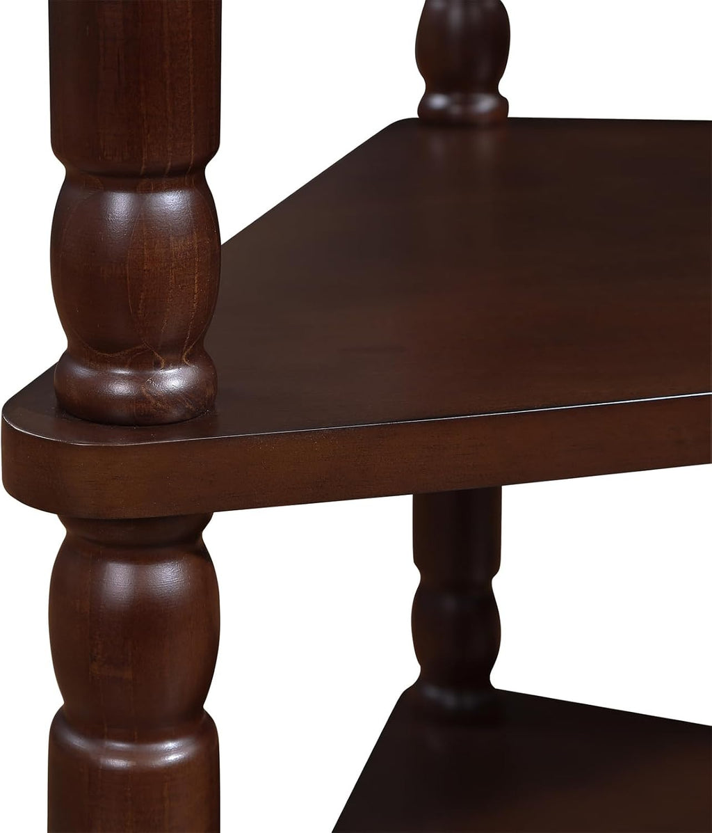 Light Espresso Wood Corner Table with 1 Storage Drawer J574