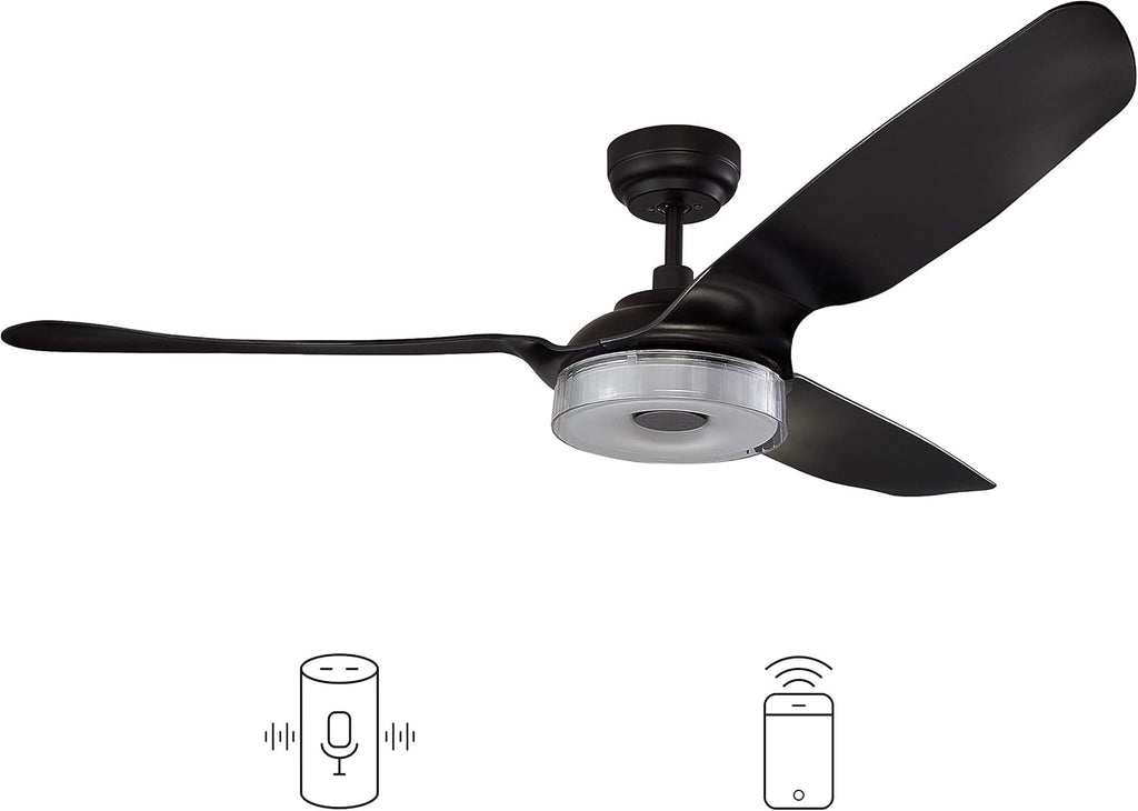 Black 56 3 Blade Smart Ceiling Fan with Remote Control U413
