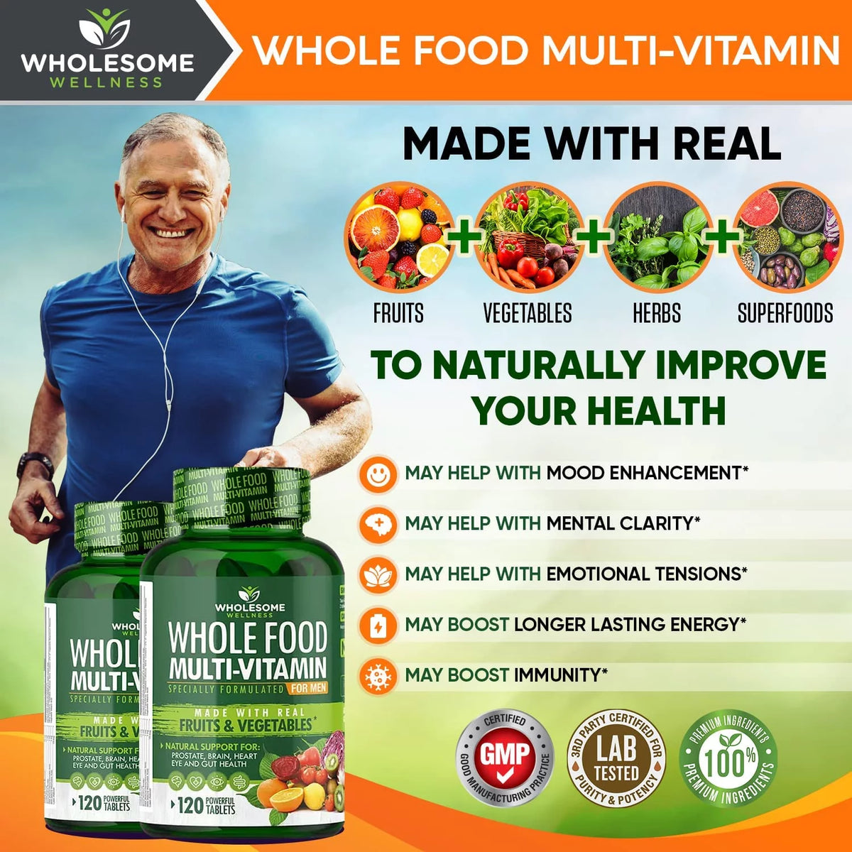 120 Tablets Vegan Multivitamin for Men L673115