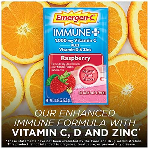 Vitamin C 1000mg Powder with Vitamin D and Zinc, Raspberry Flavor, 0.32 Ounce (Pack of 10) L7794