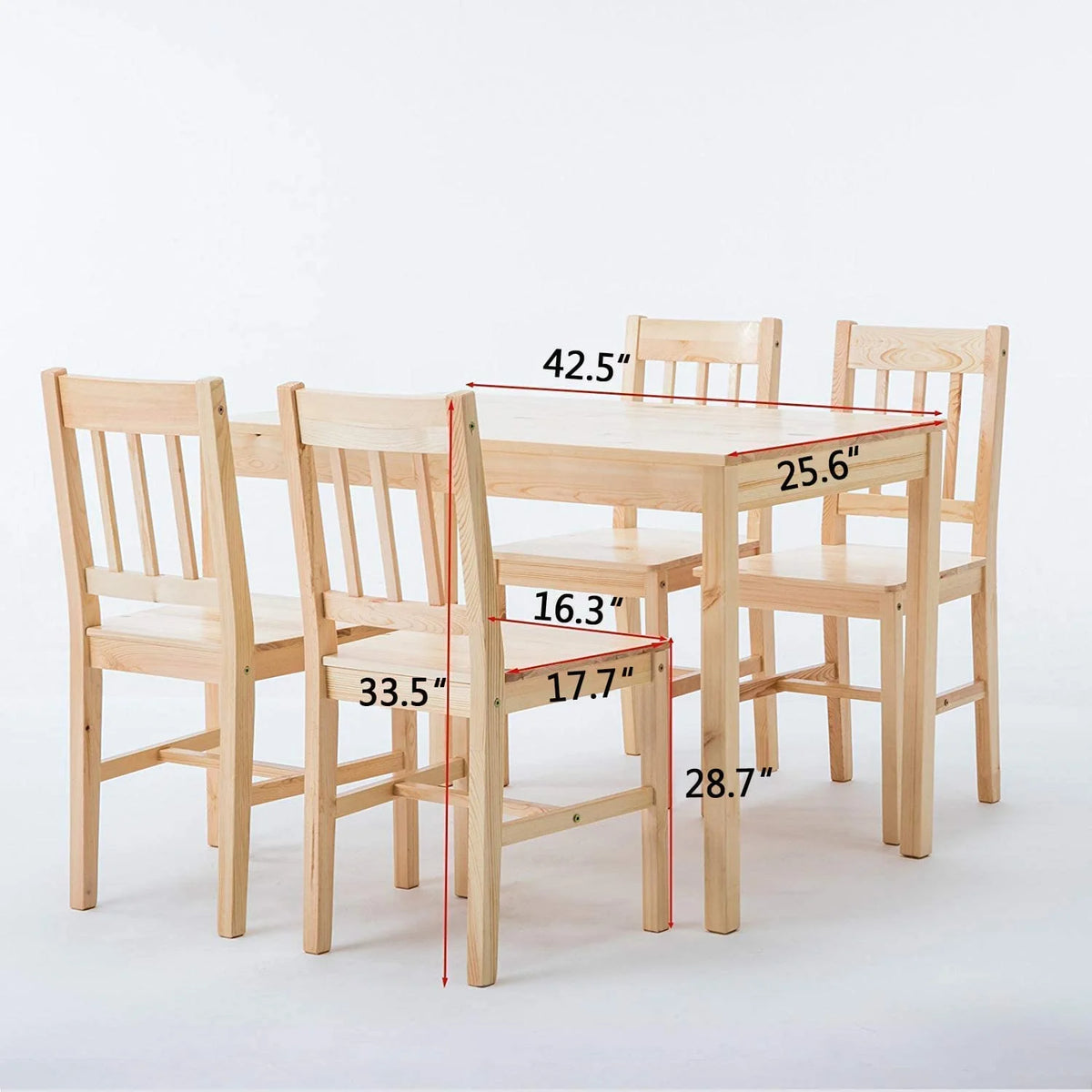 Pine Wood Dining Table Set with 4 Chairs S46381