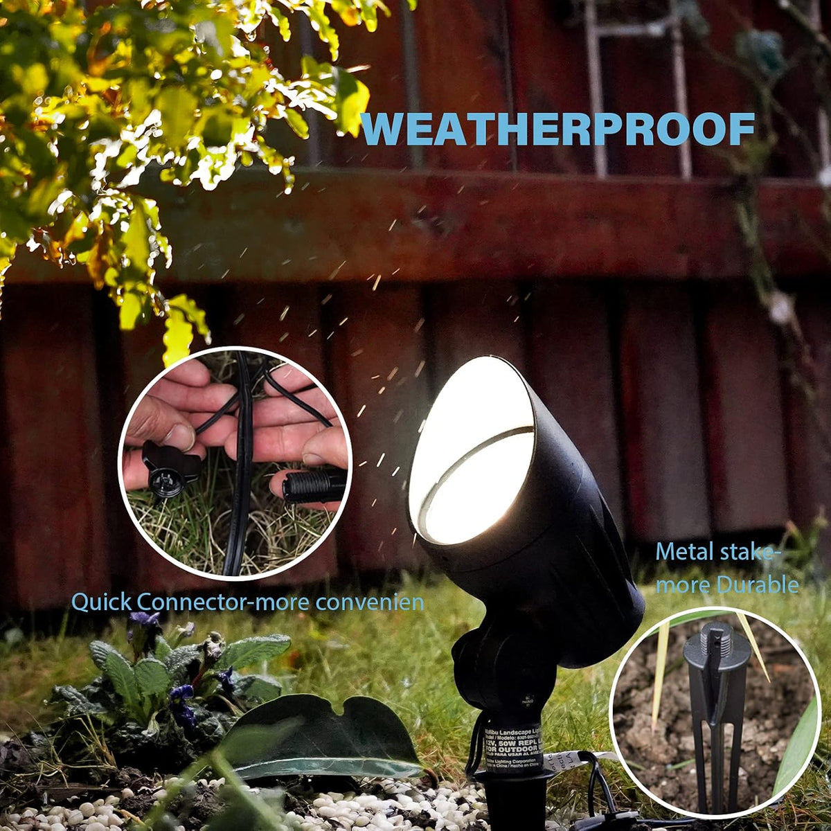 Low Voltage 8 PK 5W LED Landscape Spot Light with Metal Spike and Connector I35670