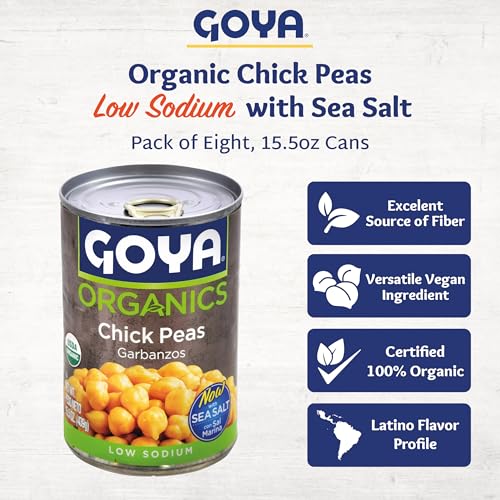 Organic Chick Peas Garbanzo Beans, Low Sodium with Sea Salt, 15.5 Ounce (Pack of 8) B648
