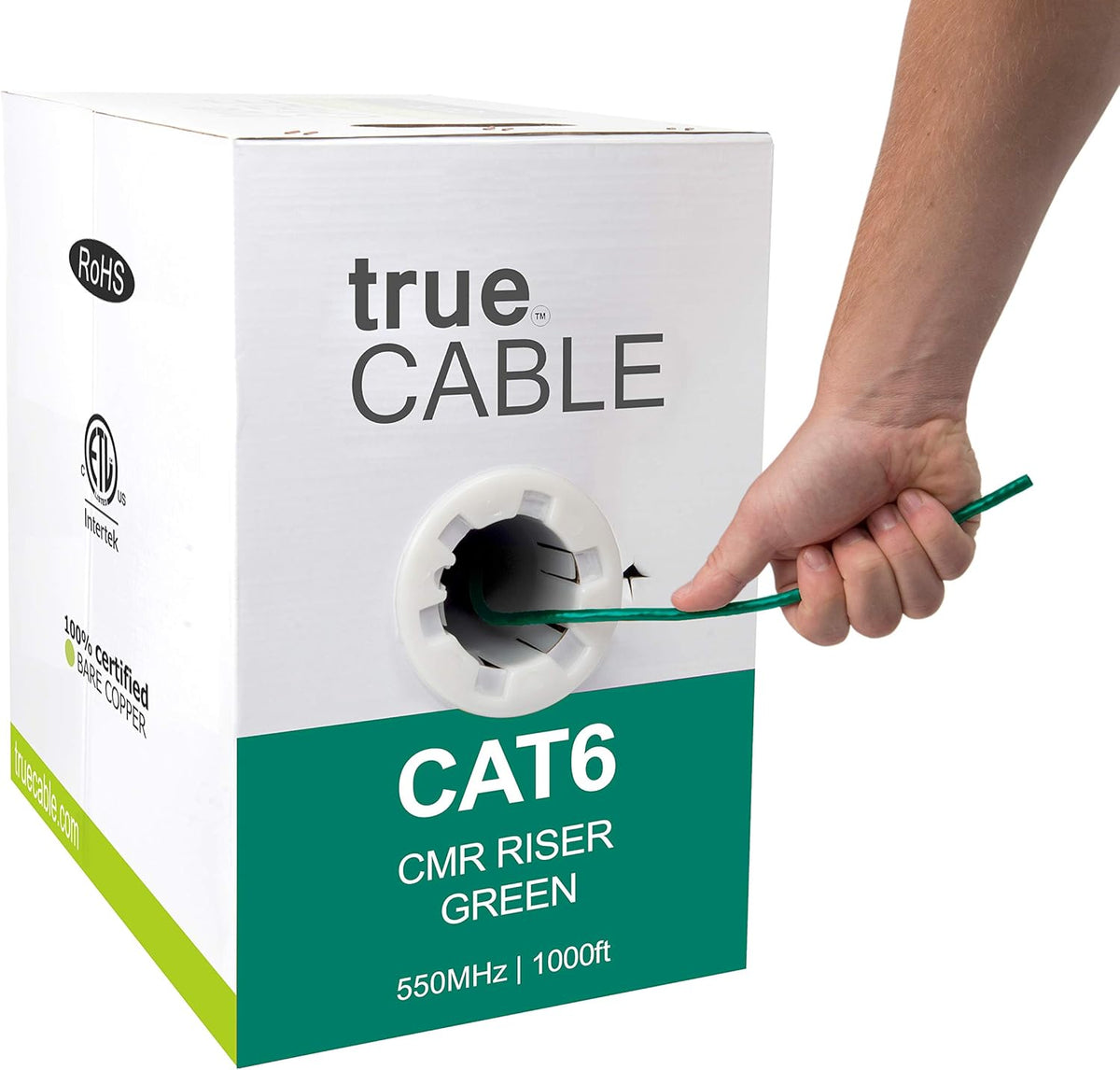 Cat6 Riser 1000ft Gray 23AWG 4 Pair Solid Bare Copper 550MHz Unshielded Twisted Pair Bulk Ethernet Cable O906274