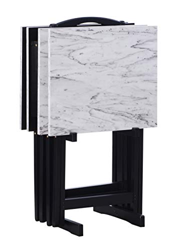 Brown Faux Marble Tray Table Set I704