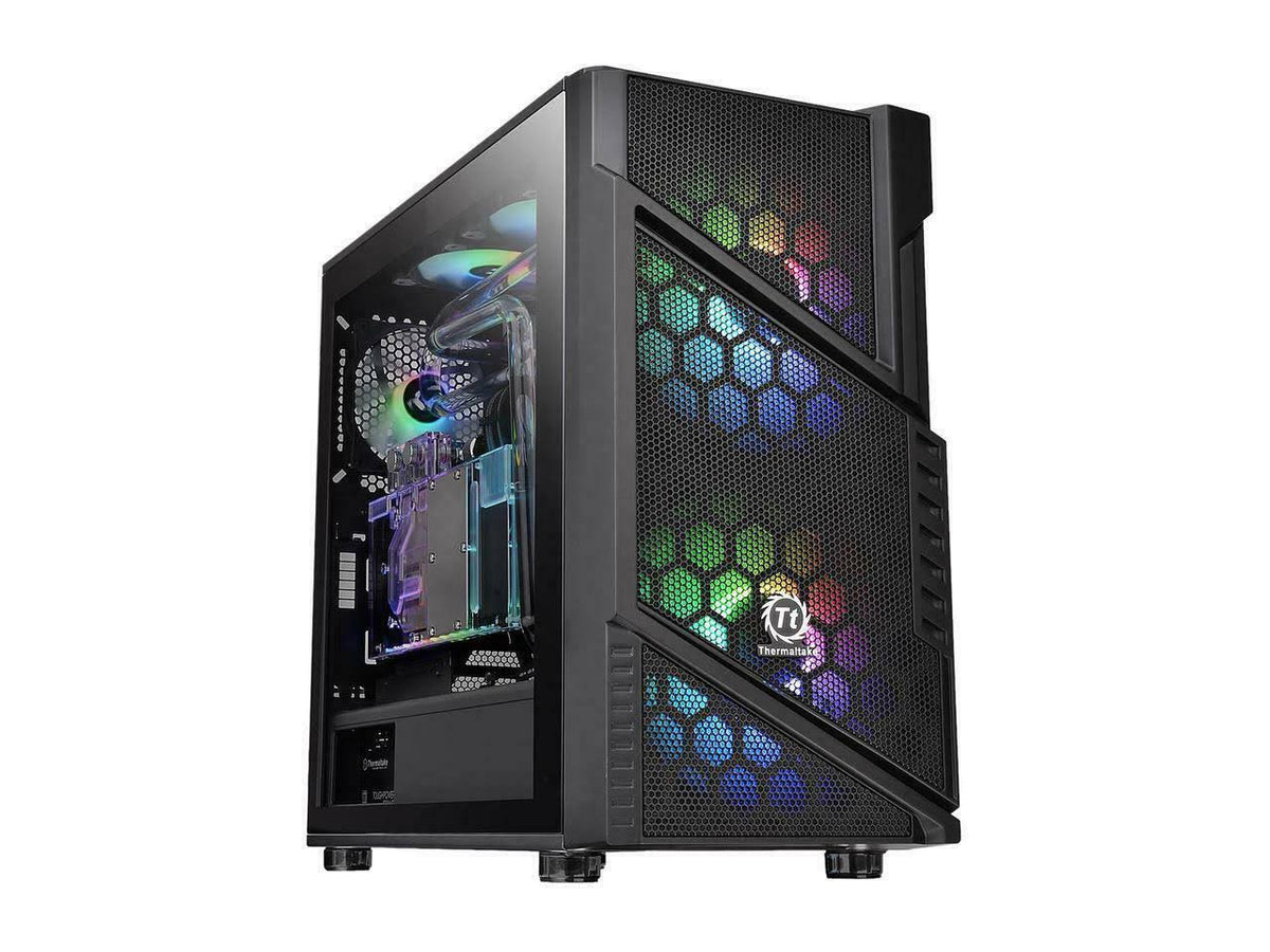 Black Computer Case with Windowed Side Panel D887