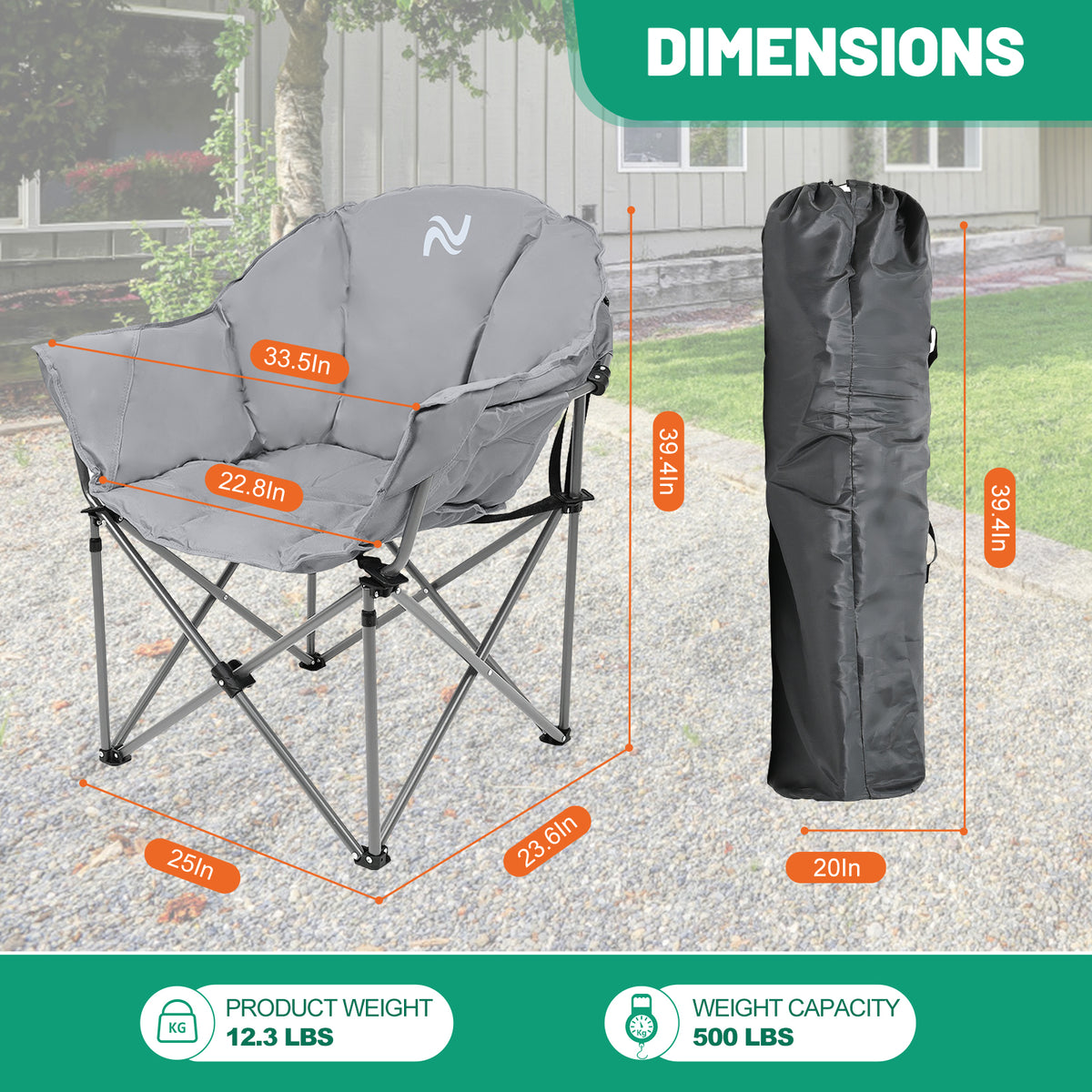 Oversized Folding Camping Chair with Cup Holder & Carry Bag B765711