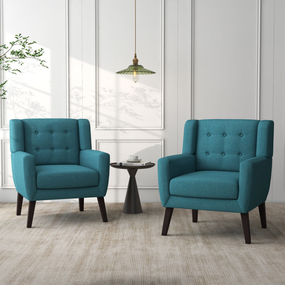 Grey Cotton Linen Accent Chair Set of 2 K22566