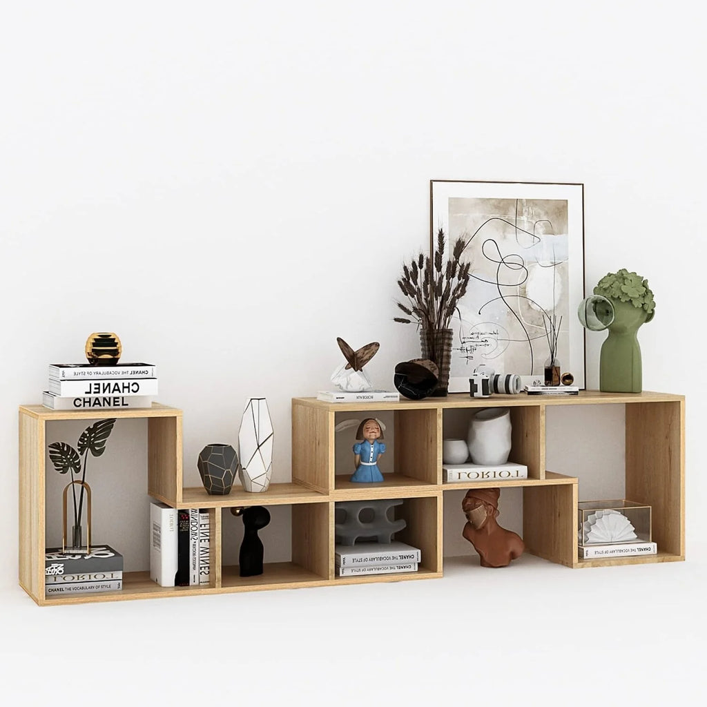 2-Piece L Shaped TV Stand Media Console Bookshelf B6709