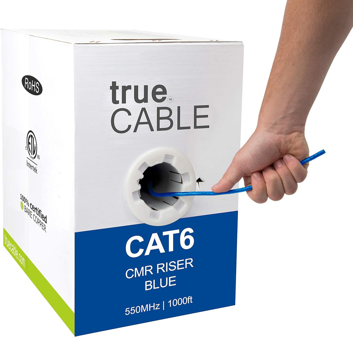 Cat6 Riser 1000ft Gray 23AWG 4 Pair Solid Bare Copper 550MHz Unshielded Twisted Pair Bulk Ethernet Cable O906274