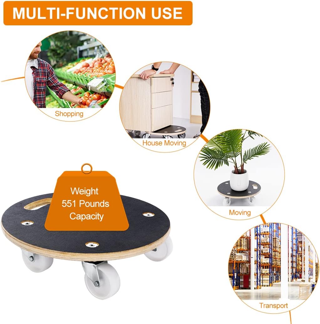 15-Inch Round Wood Platform Dolly with 2 Wheels H523247