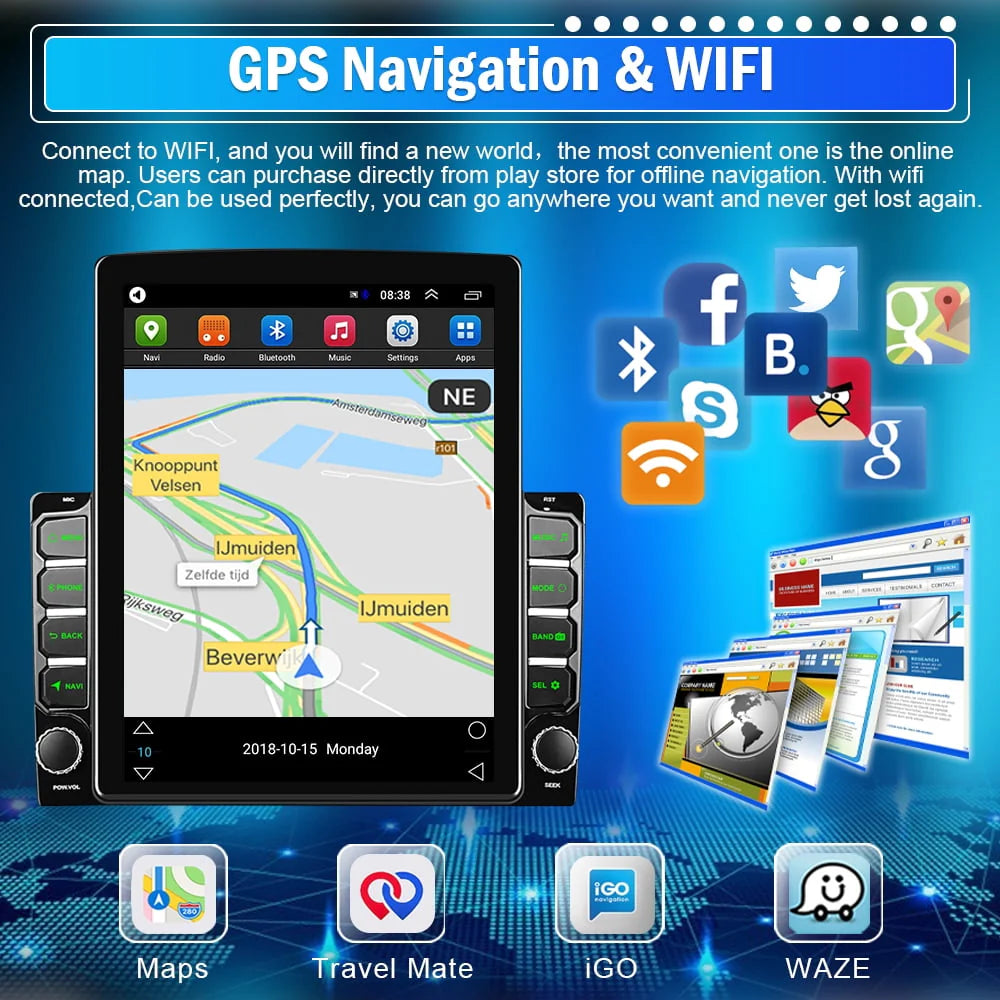 9.7 inch Vertical Touch Screen Car Stereo Radio with Backup Camera Q3450