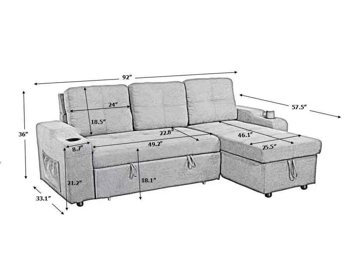 Dark Grey Right-Facing Sectional Sofa with Chaise and Storage R813255