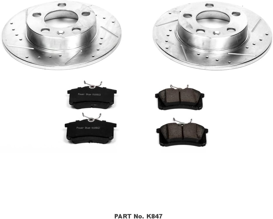Rear Z23 Carbon Fiber Brake Pads with Drilled & Slotted Brake Rotors Kit S3227