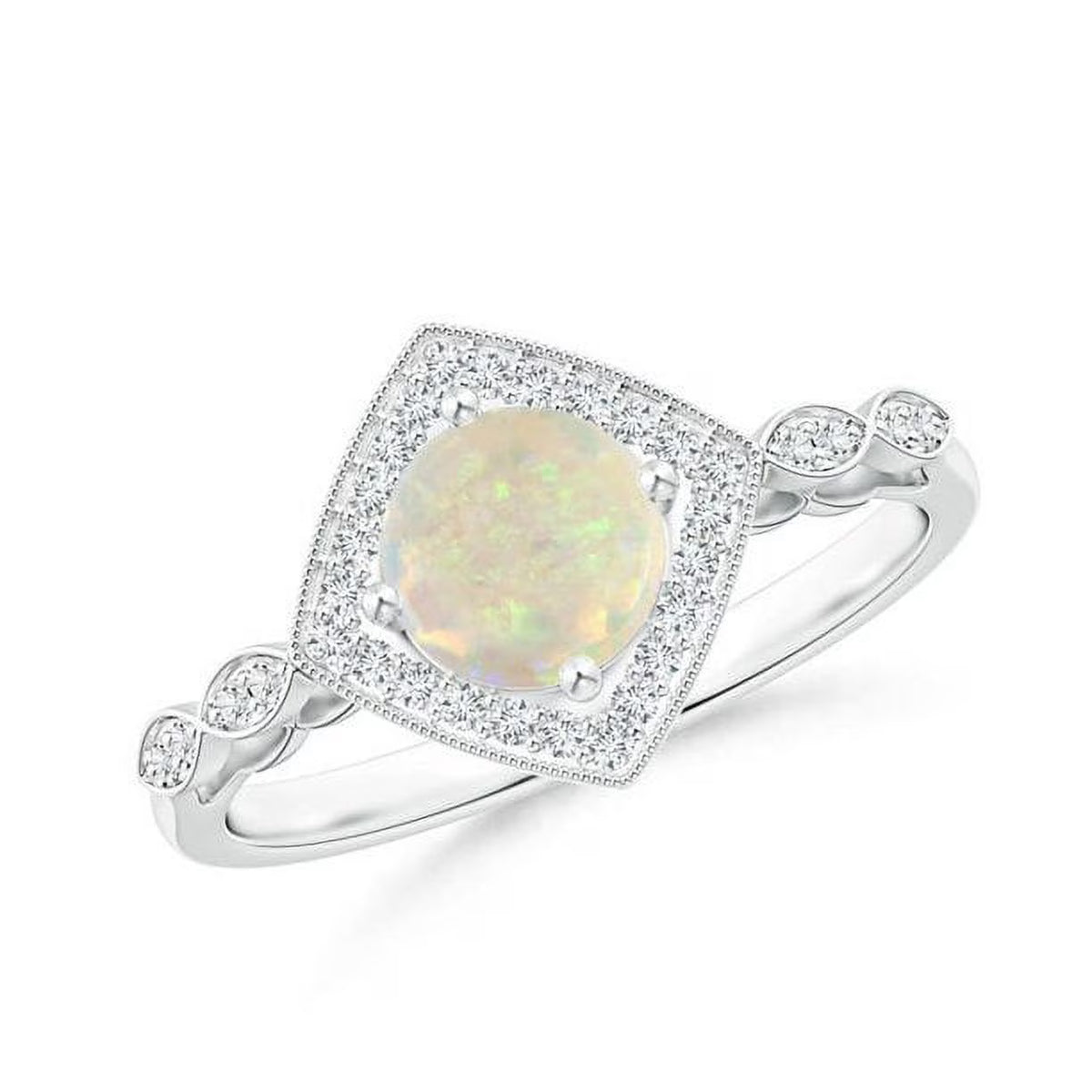 14K White Gold Vintage Halo Ring E560