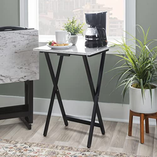 Brown Faux Marble Tray Table Set I704