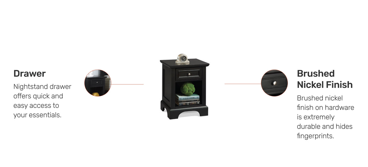 Black Wood Nightstand F49927