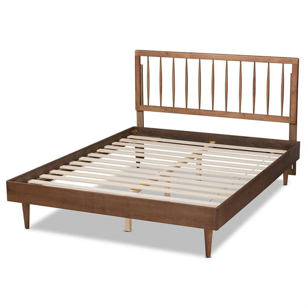 Ash Walnut Finished Wood King Size Platform Bed O76875
