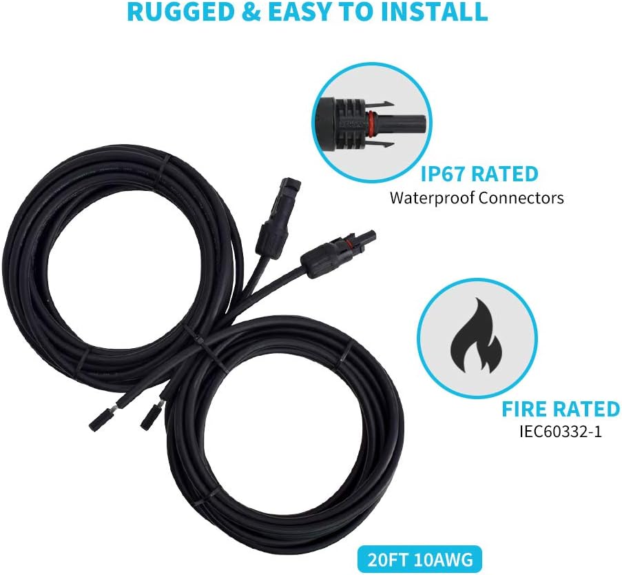100W Solar Panel Accessory Kit with 8Ft Tray Cable, 20Ft 10AWG Adaptor Kit, 1 Set of Z Brackets P282877