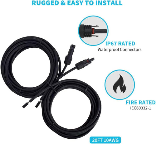 100W Solar Panel Accessory Kit with 8Ft Tray Cable, 20Ft 10AWG Adaptor Kit, 1 Set of Z Brackets P282877
