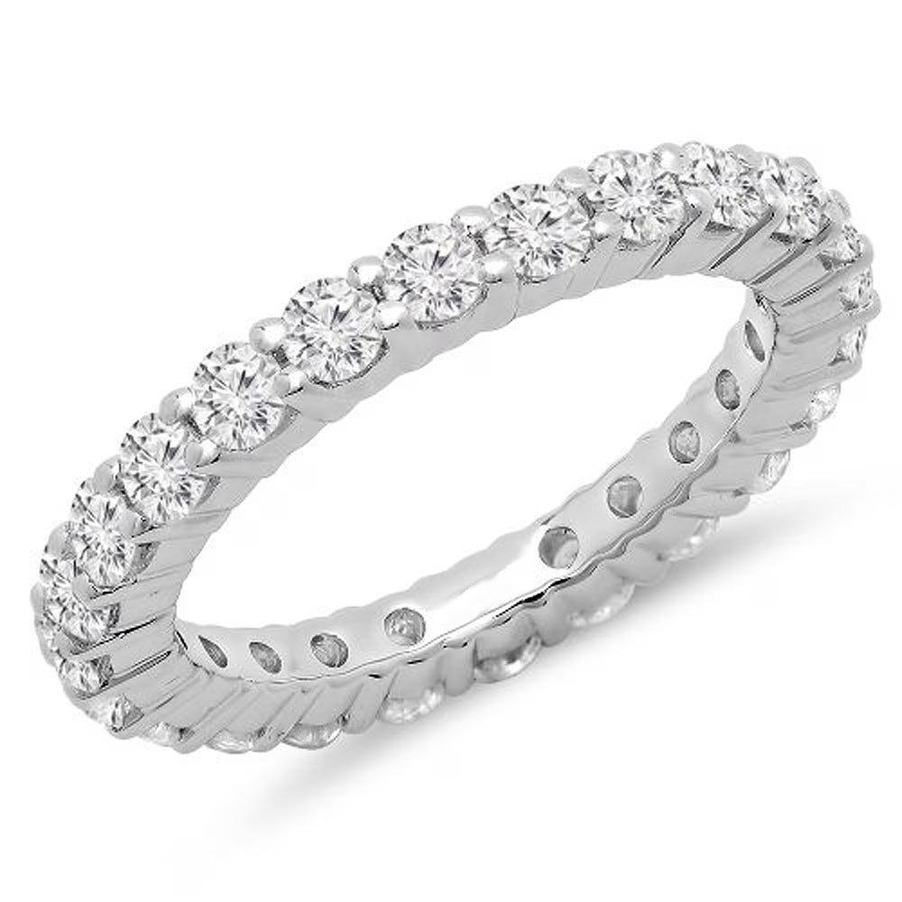 14K White Gold Diamond Eternity Stackable Ring Band Y319
