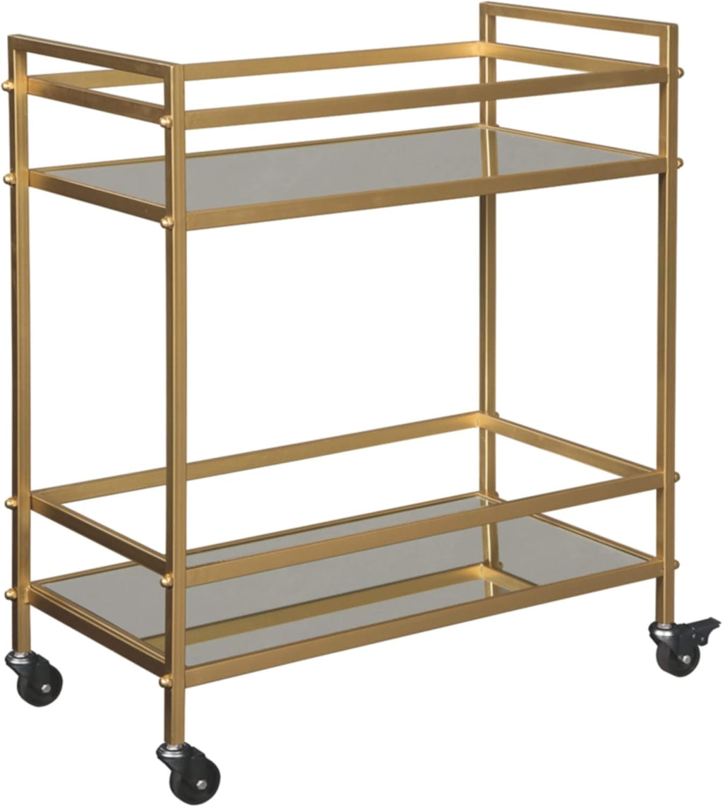 Gold Metal Bar Cart with Caster Wheels V64300
