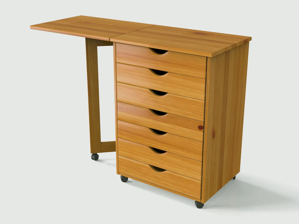 Solid Wood 7 Drawer Roll Cart K366545