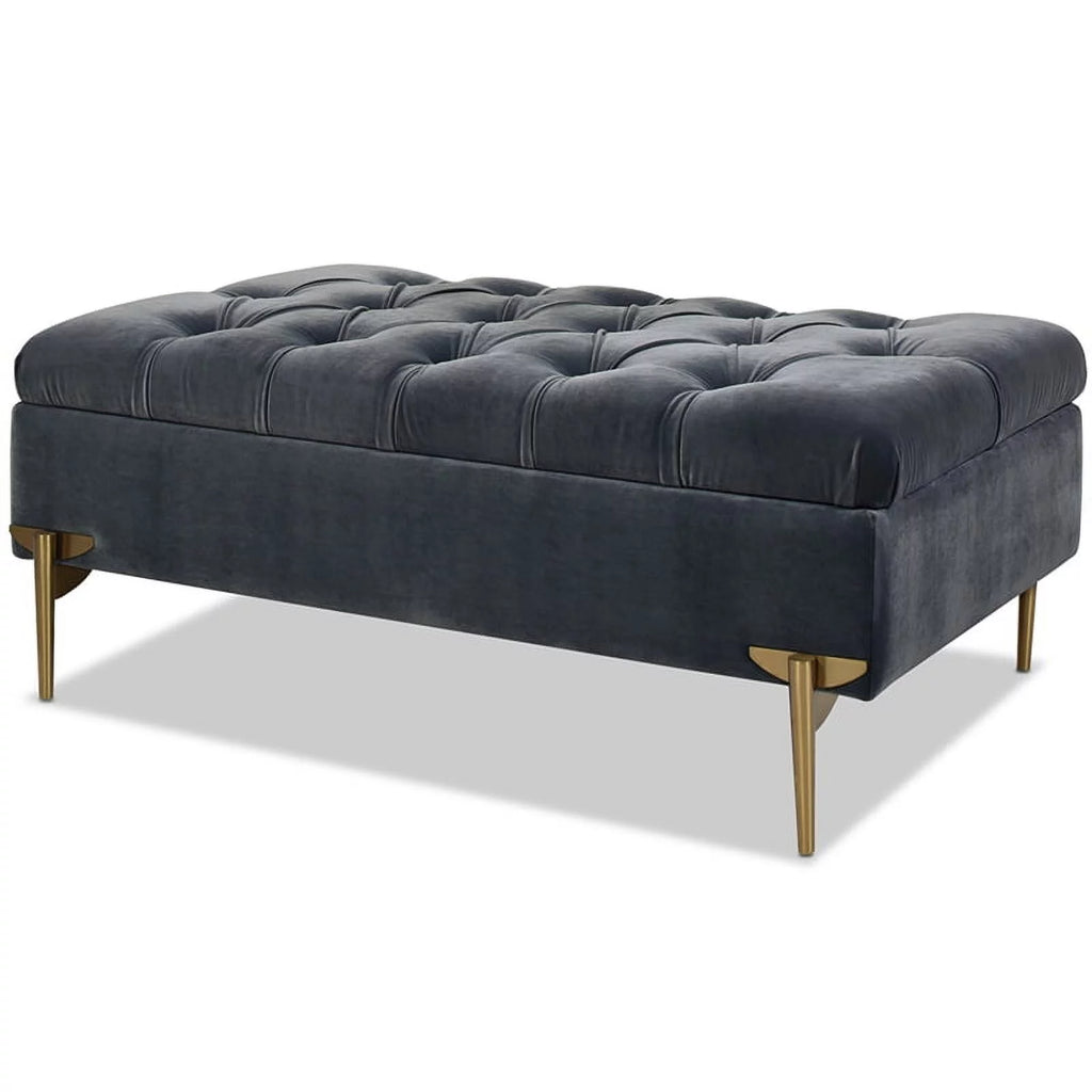 Upholstered Storage Bench Ottoman Steel Gray M724687