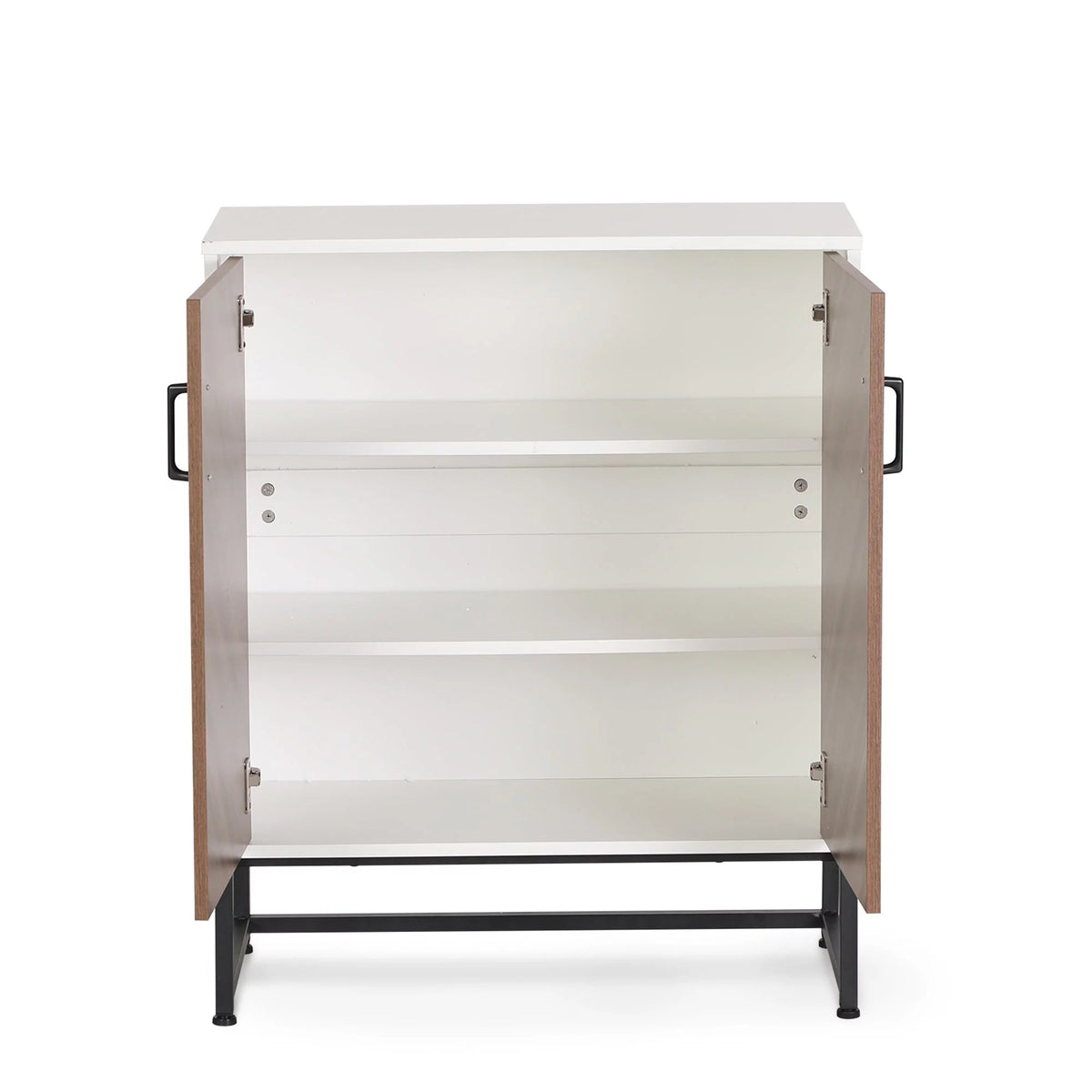 White Oak 2-Door Storage Cabinet Sideboard with Metal Base C52748