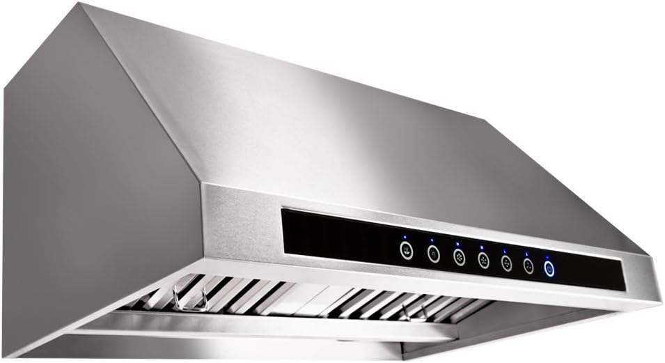 4 Speed Wall/Under Cabinet Range Hood, 1000 Max CFM, Stainless Baffle Filters, 30 36 42 48 Inch N15179
